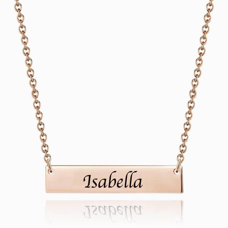 Children's Engraved Bar Necklace Rose Gold Plated