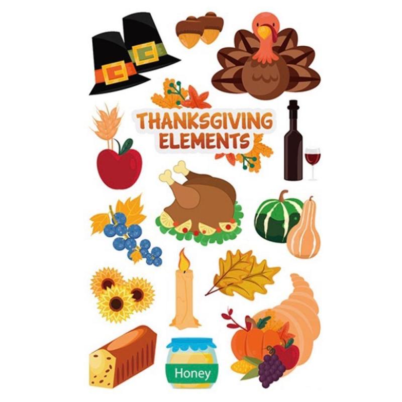 Children's Waterproof  Face Stickers Maple Leaf Fruit Turkey Temporary Stickers Thanksgiving Tattoo Stickers