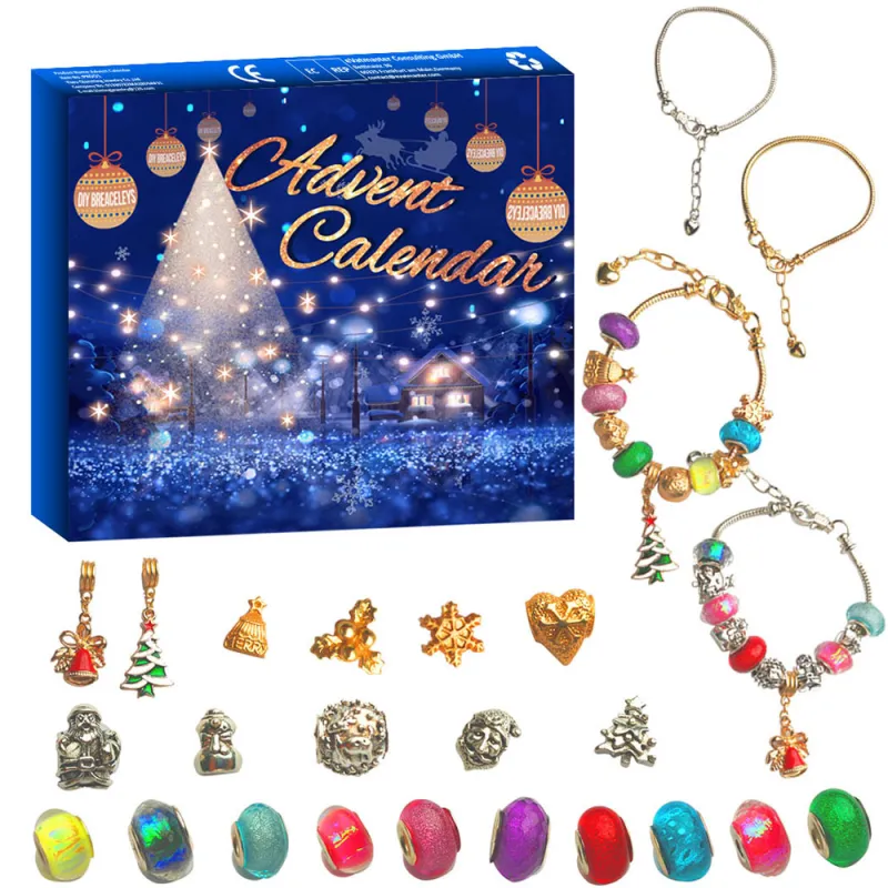 Christmas 24 Number Advent Calendar Box Diy Bracelet Jewelry Advent Calendar Gift Box (Random Style)