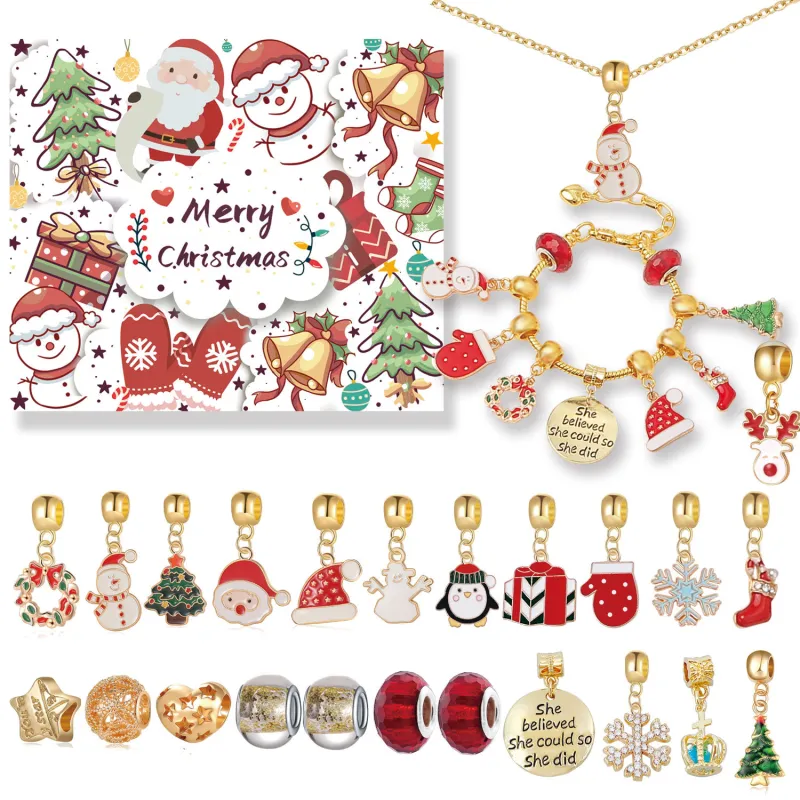 Christmas Charm Countdown Calendar Gift Box Set DIY Charm Jewelry Christmas Tree Jewelry Advent Calendar Gift Box 1