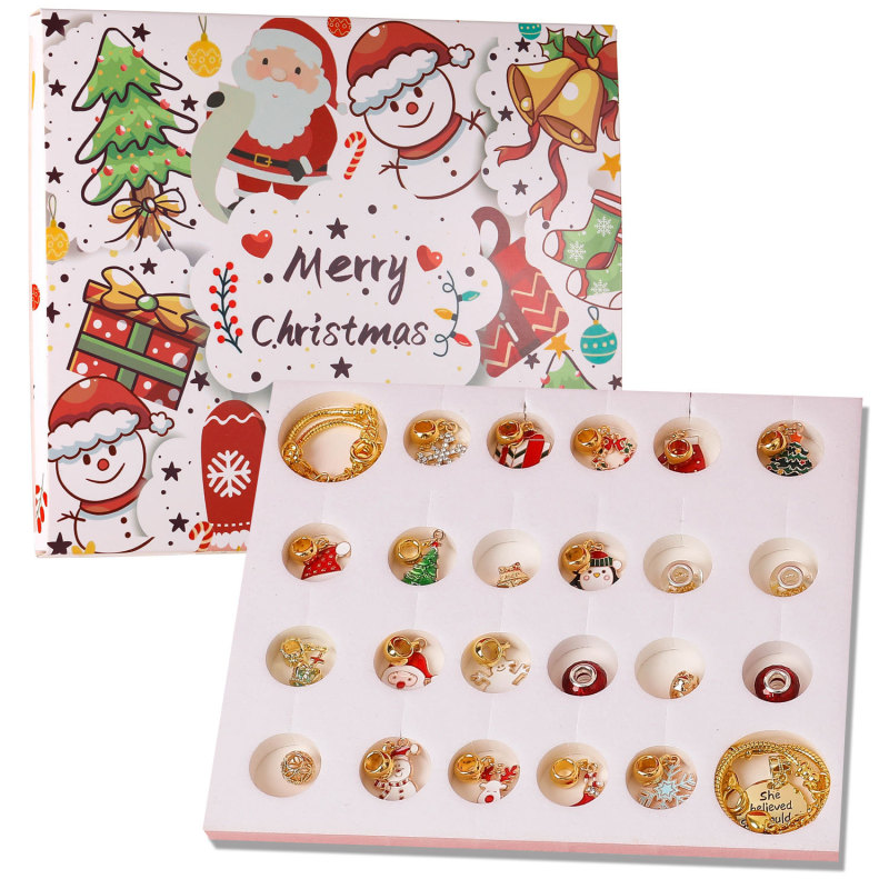 Christmas Charm Countdown Calendar Gift Box Set DIY Charm Jewelry Christmas Tree Jewelry Advent Calendar Gift Box 2