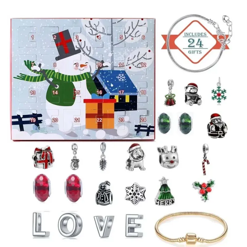 Christmas Charm Surprise Blind Box Charm Bracelet 24 Calendar Countdown Gift Box Jewelry Advent Calendar Gift Box