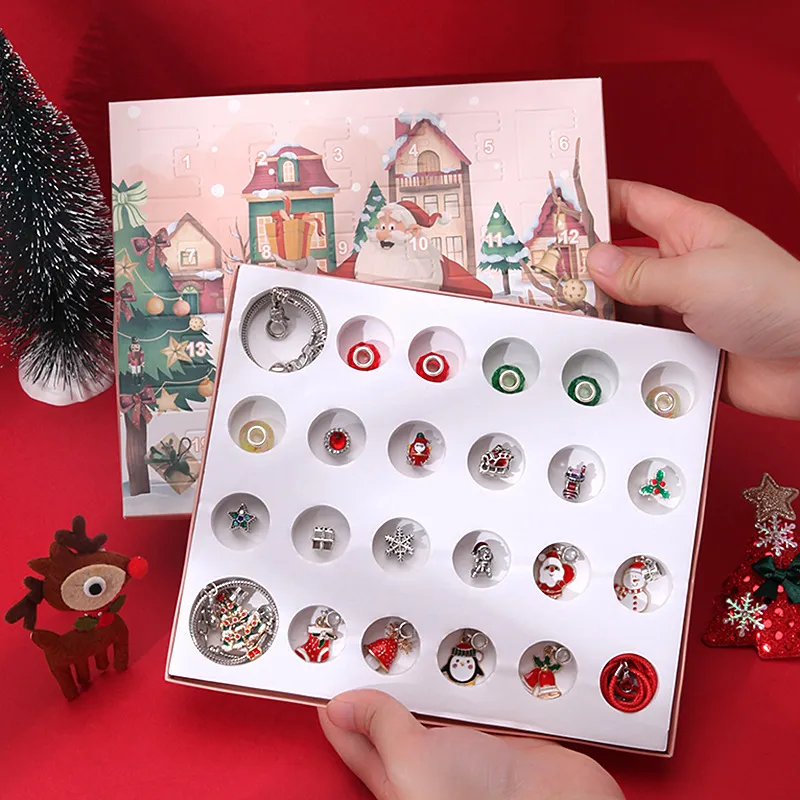 Christmas Countdown Calendar Charm Jewelry Advent Calendar Gift Box DIY Charms Children's Bracelet Set Christmas Gifts 1