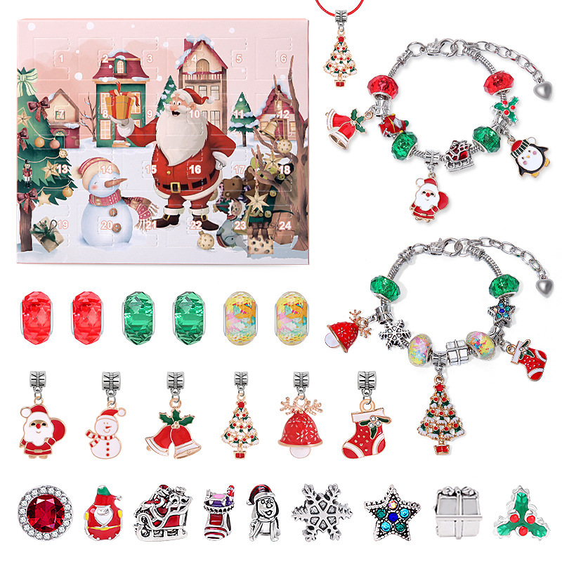 Christmas Countdown Calendar Charm Jewelry Advent Calendar Gift Box DIY Charms Children's Bracelet Set Christmas Gifts