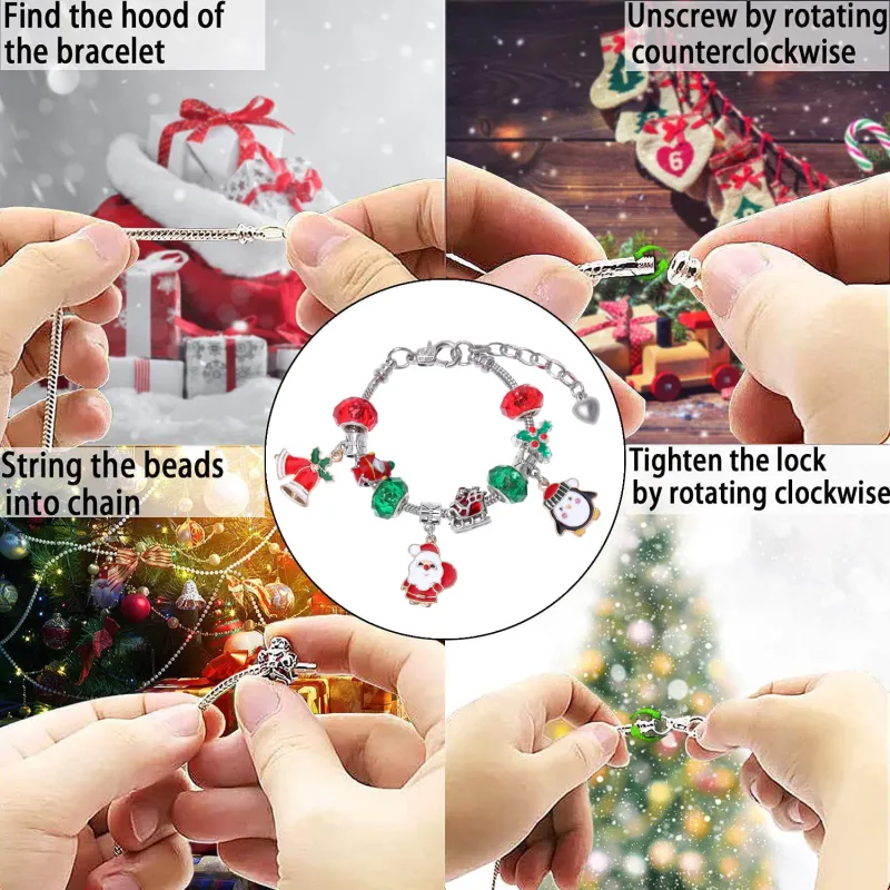 Christmas Countdown Calendar Charm Jewelry Advent Calendar Gift Box DIY Charms Children's Bracelet Set Christmas Gifts 2