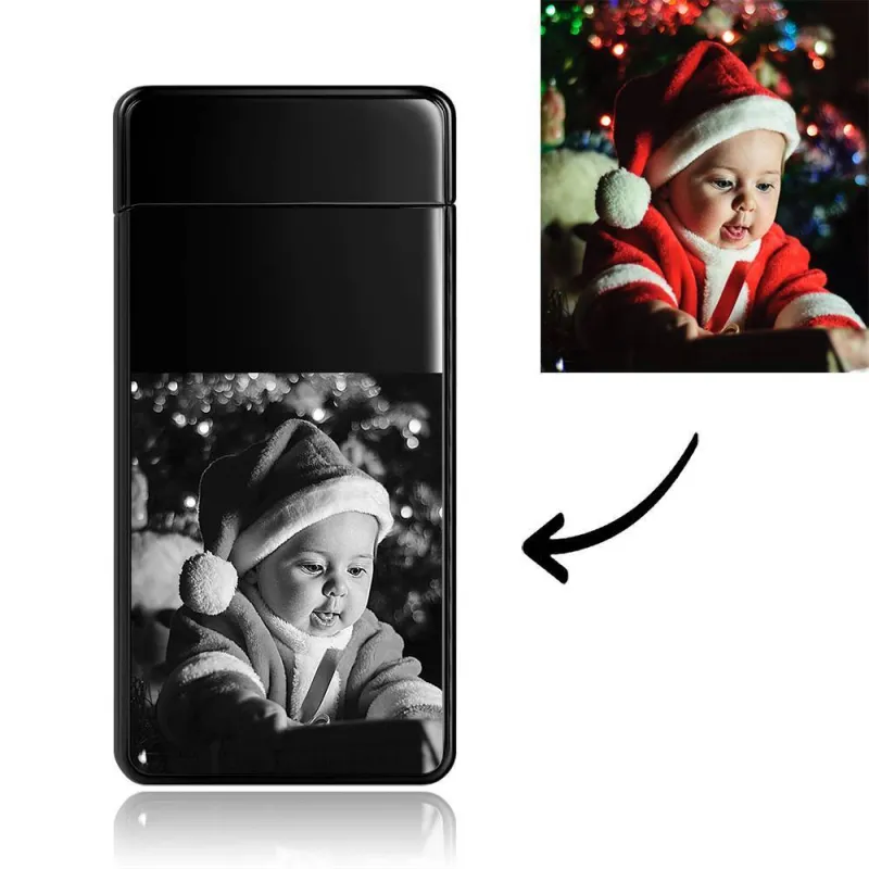 Christmas Gift Photo Lighter Custom Photo Engraved Lighter Black