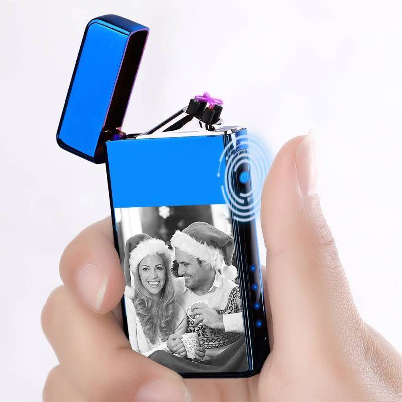 Christmas Gift Photo Lighter Custom Photo Engraved Lighter Blue 2