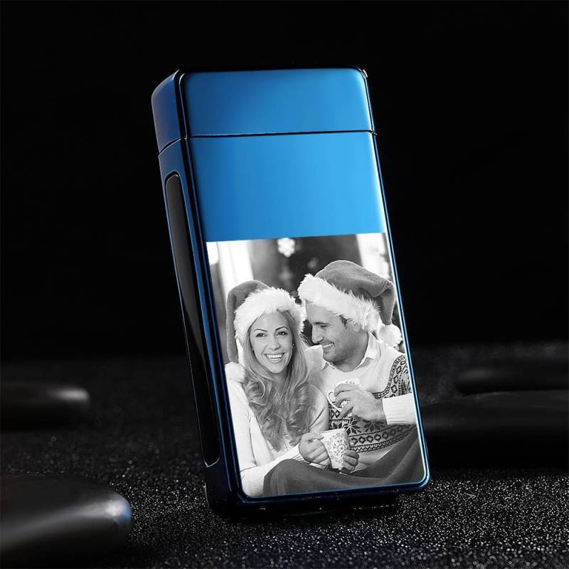 Christmas Gift Photo Lighter Custom Photo Engraved Lighter Blue 3