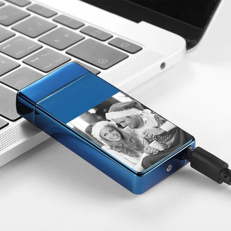 Christmas Gift Photo Lighter Custom Photo Engraved Lighter Blue 4