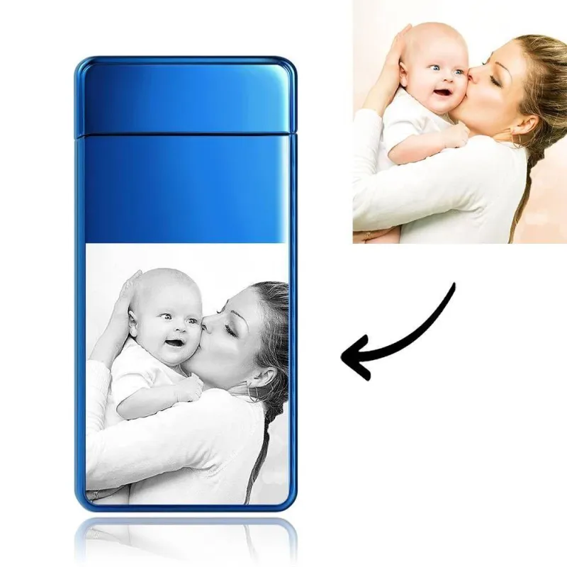 Christmas Gift Photo Lighter With Engraving Electric Lighter Blue