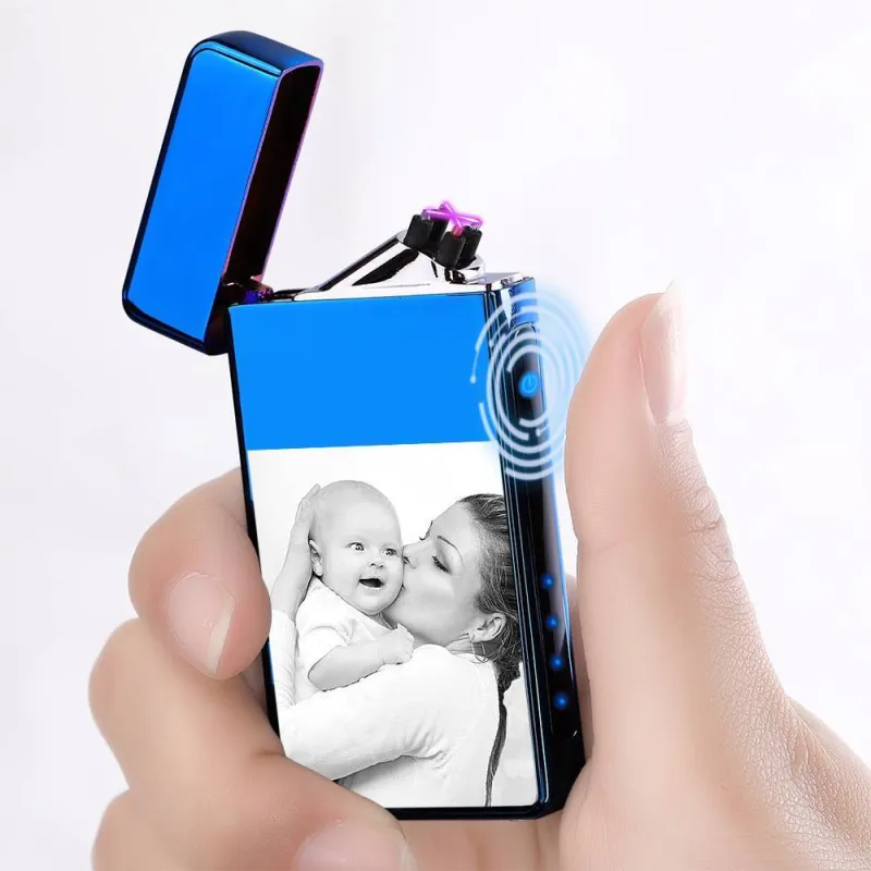 Christmas Gift Photo Lighter With Engraving Electric Lighter Blue 2