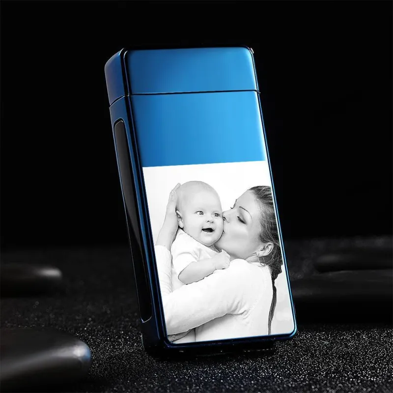 Christmas Gift Photo Lighter With Engraving Electric Lighter Blue 3