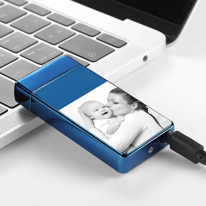 Christmas Gift Photo Lighter With Engraving Electric Lighter Blue 4