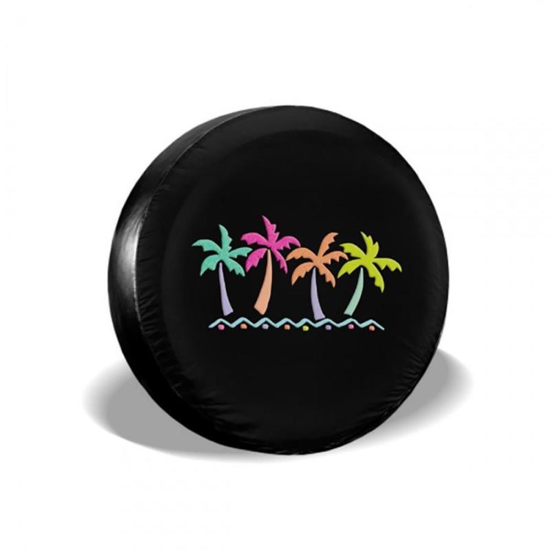 Colorful Coconut Tree Spare Tire Cover For Rv Polyester Fibre 1