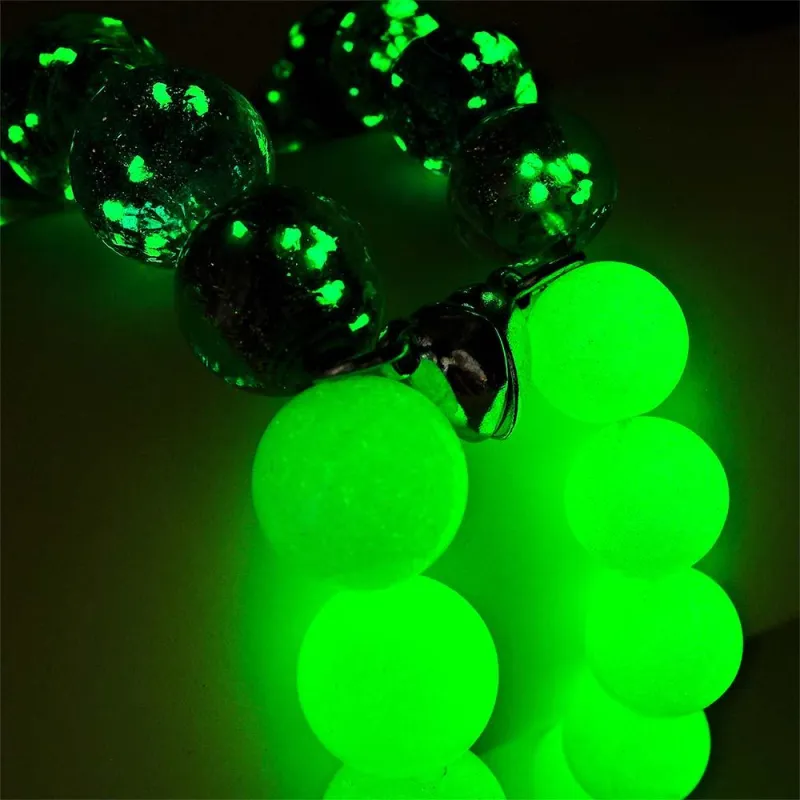 Colorful Couple's Firefly Glass Stretch Beaded Bracelet Glow in the Dark Luminous Bracelet 3