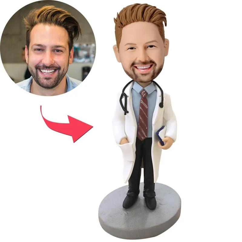 Cool Doctor With Stethoscope Custom Bobblehead Best Gift For Him