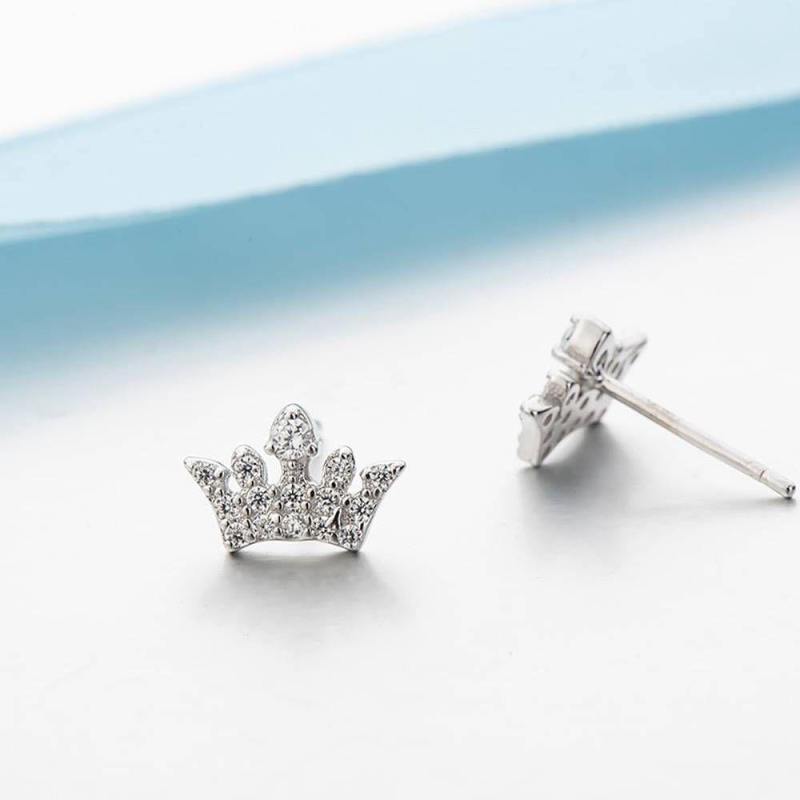 Crown Earrings Silver