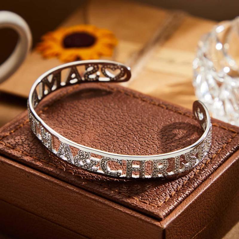 Crystal Name Bangle Personalized Rhinestone Zircon Bangle Perfect Gift for Your Girl 2