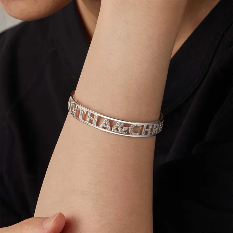 Crystal Name Bangle Personalized Rhinestone Zircon Bangle Perfect Gift for Your Girl 3