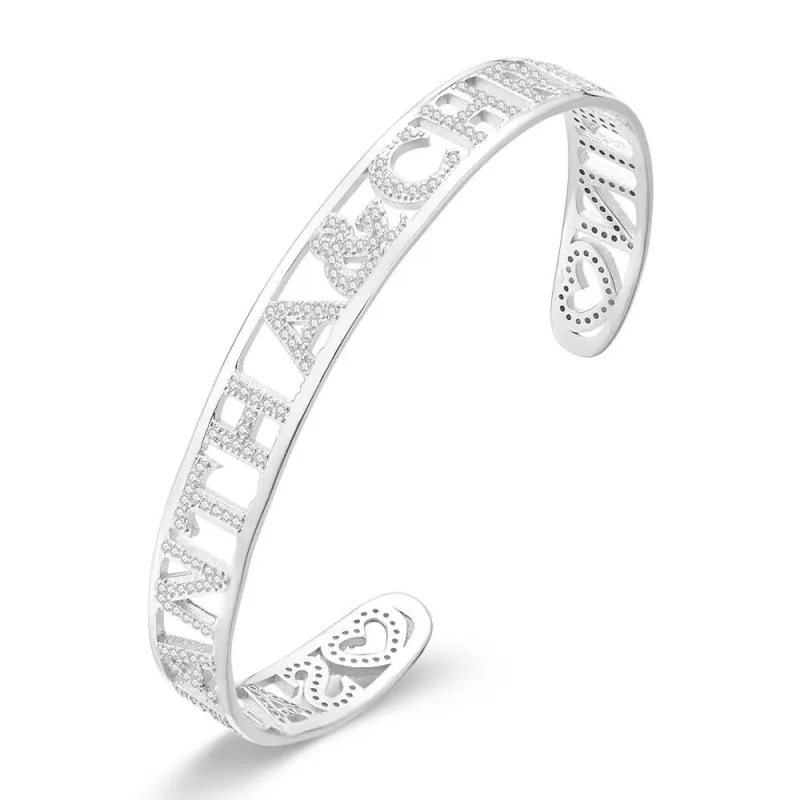 Crystal Name Bangle Personalized Rhinestone Zircon Bangle Perfect Gift for Your Girl 1