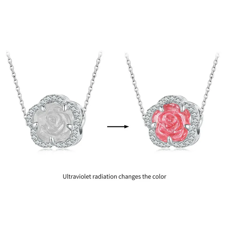 Crystal Rose Charm Silver