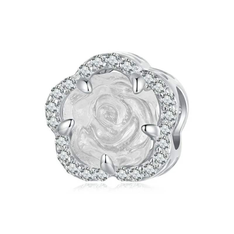 Crystal Rose Charm Silver 1