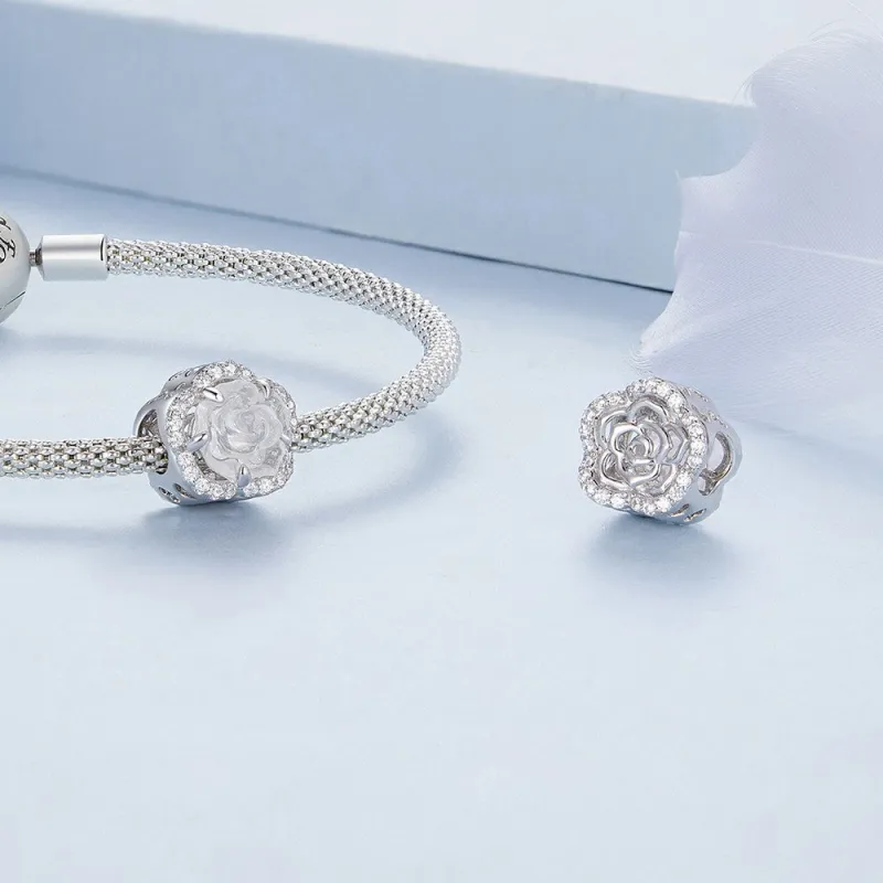 Crystal Rose Charm Silver 2