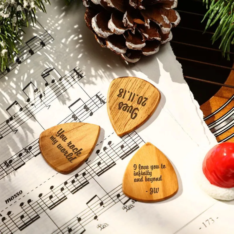 Custom 3PCS Guitar Pick Guitar Wood Picks Box Guitar-shaped Picks Box Plectrum Container Romantic Gifts 6