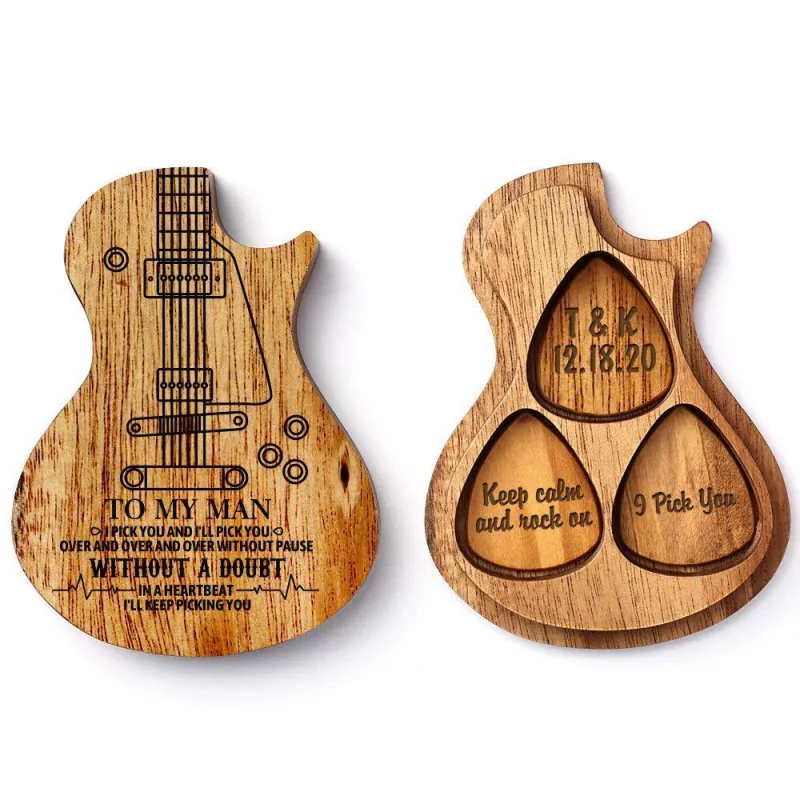 Custom 3PCS Guitar Pick Guitar Wood Picks Box Guitar-shaped Picks Box Plectrum Container Romantic Gifts 5