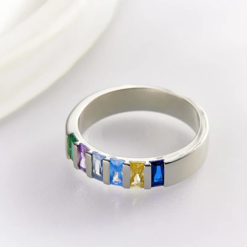 Custom Baguette Birthstone Ring Personalized Family Ring Gift For Her 1