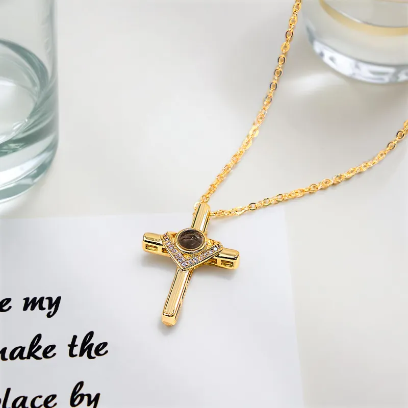 Custom Bible Verse Cross Projection Necklace 3