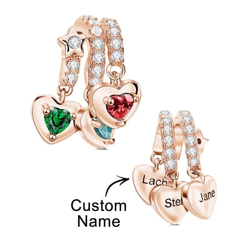 Custom Birthstone with Personalized Names Charm Heart Wings Gifts for Mom 5