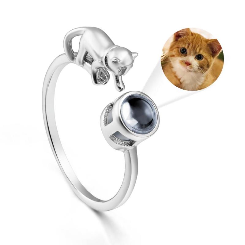 Custom Cat Photo Projection Ring Funny Pet Gift