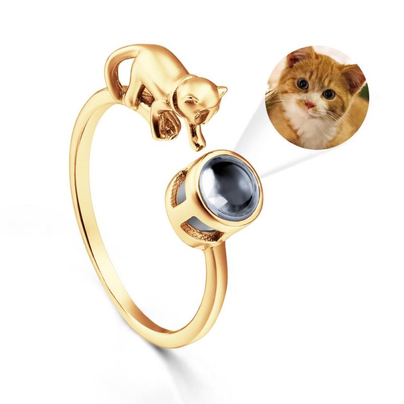 Custom Cat Photo Projection Ring Funny Pet Gift 4