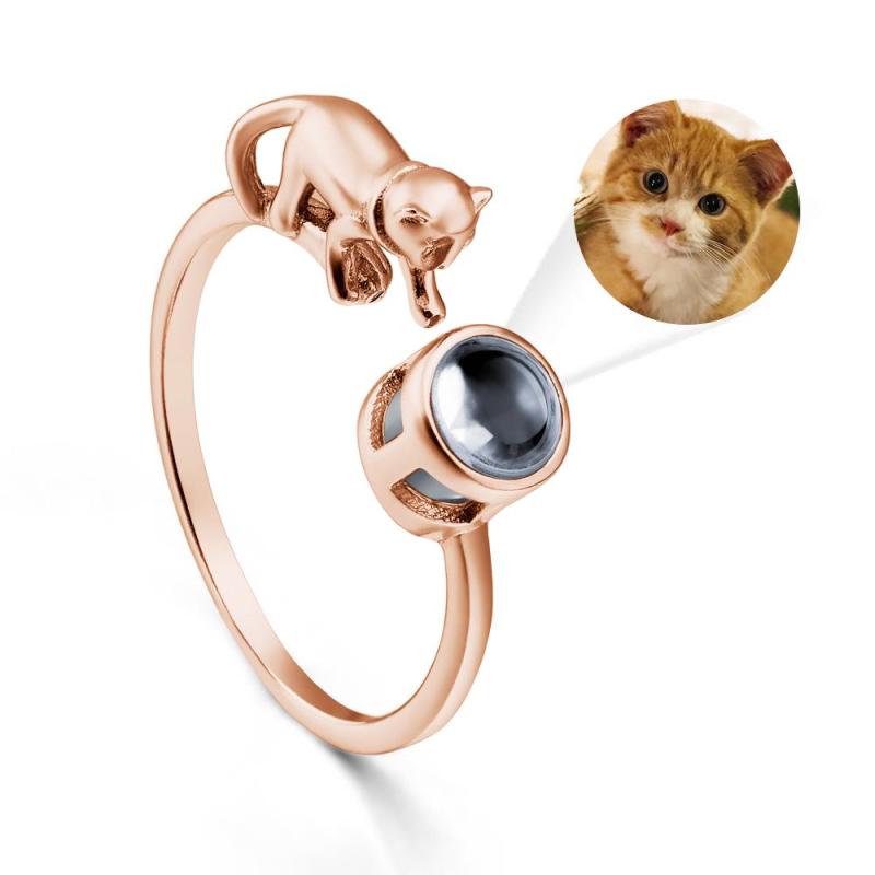 Custom Cat Photo Projection Ring Funny Pet Gift 5