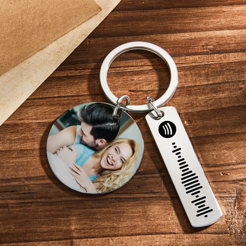 Custom Colorful Photo Calendar Spotify Keychain Personalized Stainless Steel Keychain Gift for Lover 1