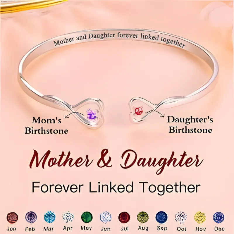 Custom Double Birthstone Mother & Daughter Bracelet Romantic Couple Gift