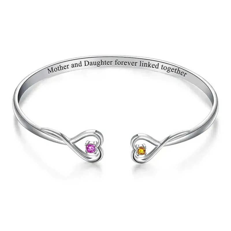 Custom Double Birthstone Mother & Daughter Bracelet Romantic Couple Gift 1