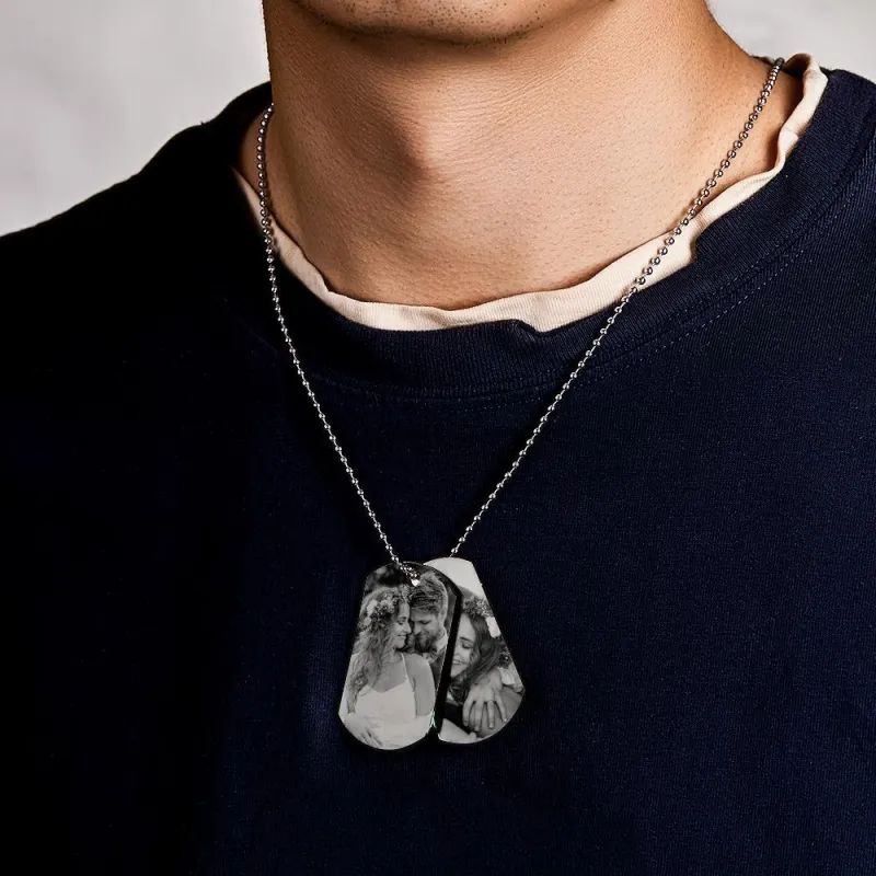 Custom Double Dog Tag Necklace Personalized Men's Jewelry for Wedding Gift And Anniversary 3