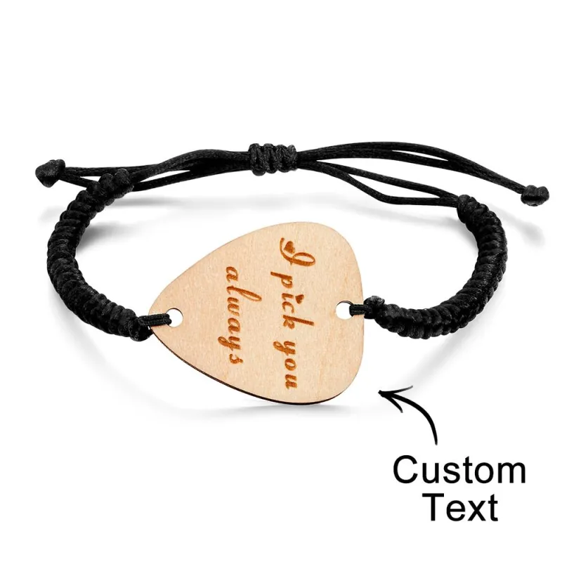 Custom Engraved Bracelet Guitar Pick Wooden Creative Gifts