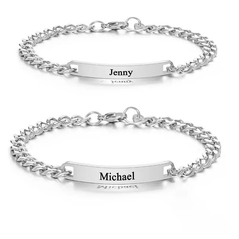 Custom Engraved Bracelet Set Personalized Fashion Bracelet For Couples Unique Personalized Bracelets for Valentines' Day Gifts 1