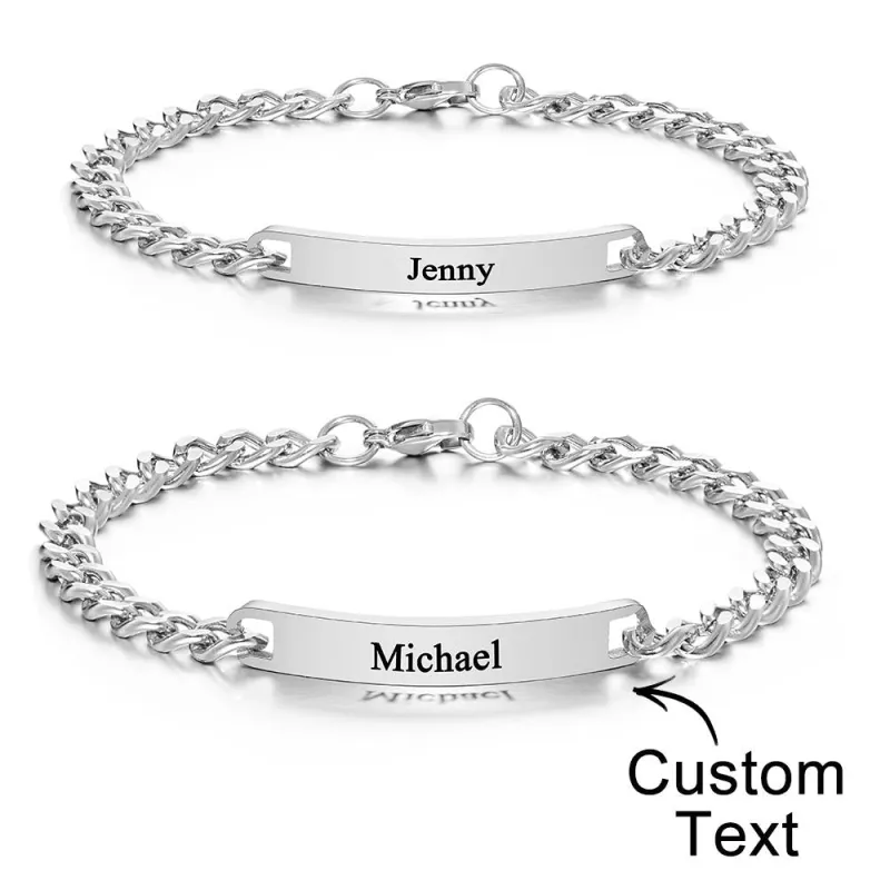 Custom Engraved Bracelet Set Personalized Fashion Bracelet For Couples Unique Personalized Bracelets for Valentines' Day Gifts 4