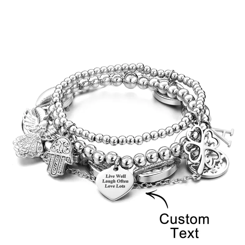 Custom Engraved Bracelet Stack Metal Unique Gift