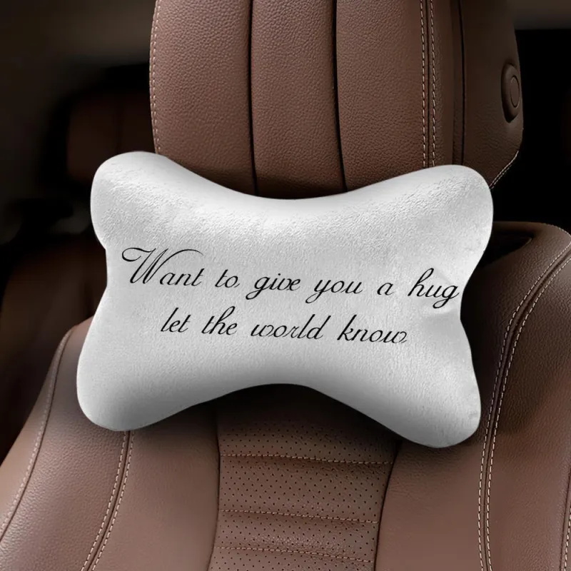 Custom Engraved Car Neck Pillow-White 1