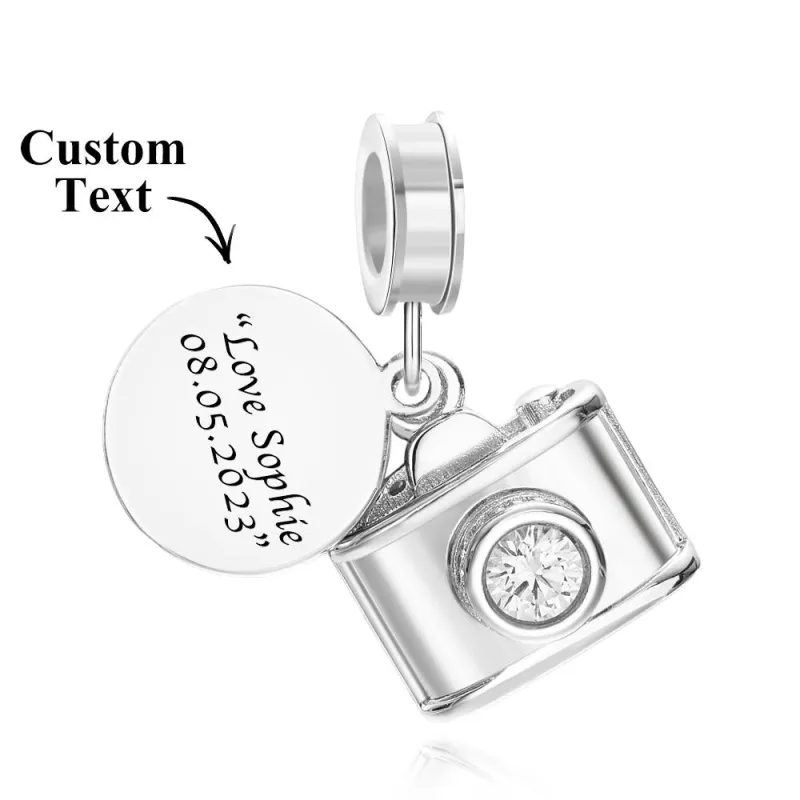 Custom Engraved Charm Diamond Camera Fashion Gift