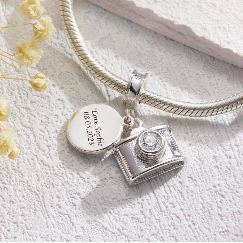 Custom Engraved Charm Diamond Camera Fashion Gift 1