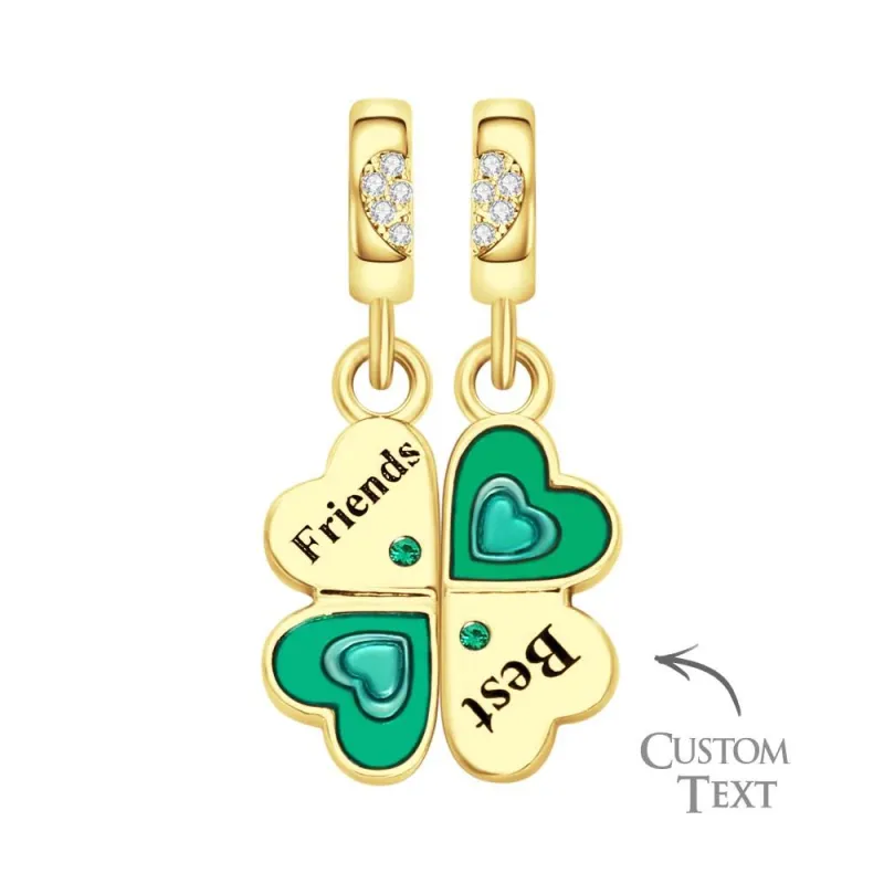 Custom Engraved Charm Four Leaf Clover Lucky Gift 4