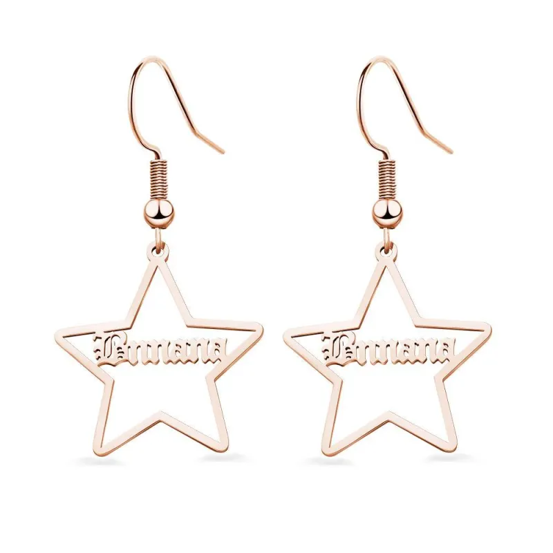 Custom Engraved Earrings Stainless Steel Star-shaped Earrings 1