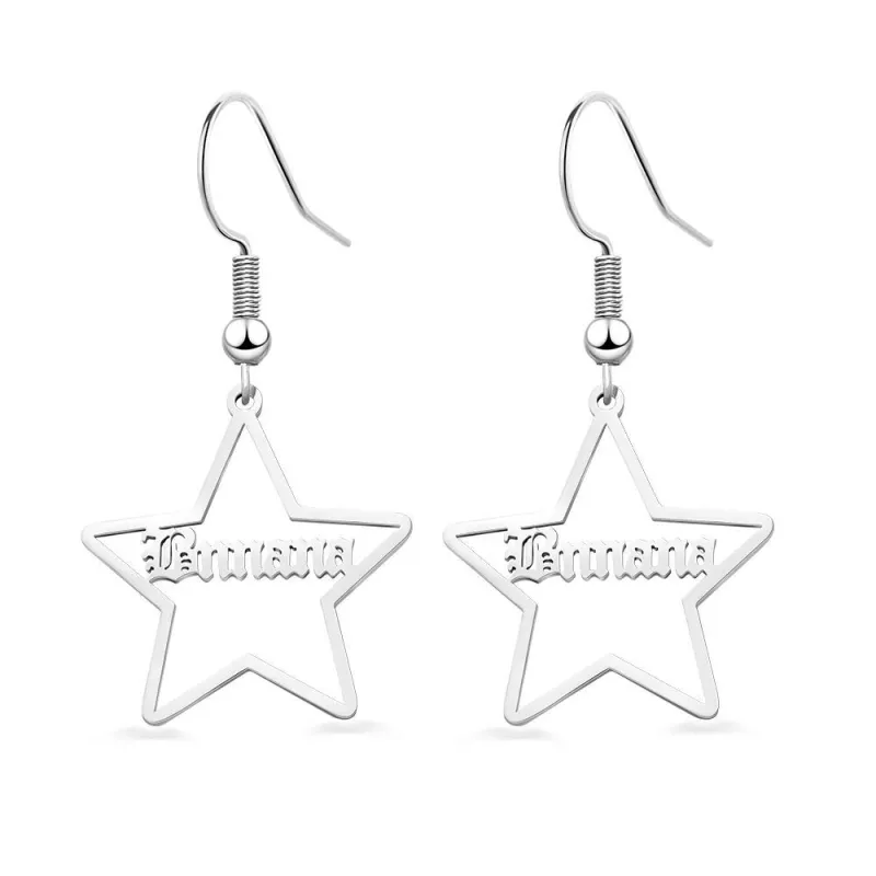 Custom Engraved Earrings Stainless Steel Star-shaped Earrings 2