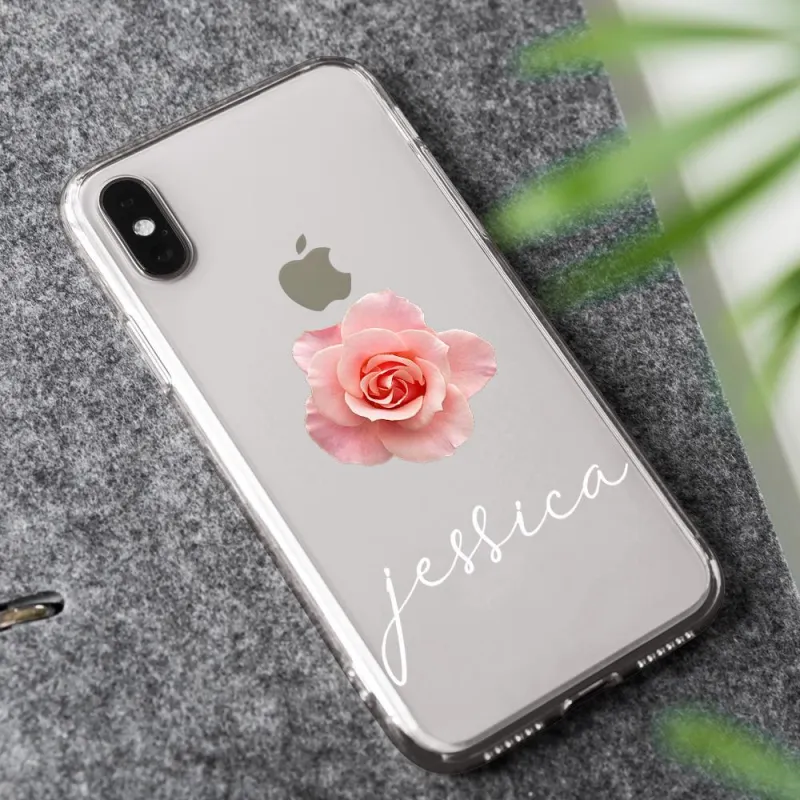 Custom Engraved iPhone Case iPhone XS Max Rose Pattern Fashion Simplicity 2